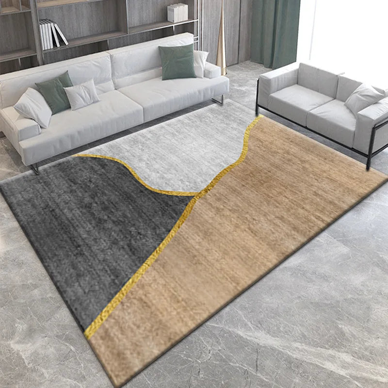 VIKAMA Geometric Line Carpet Living Room Sofa Coffee Table Mat Bedroom Full Of Bed Edge Blanket Home Crystal Velvet Mat