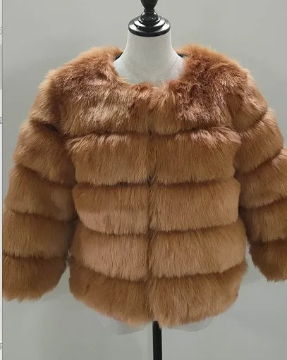 Women's Fashion faux fur coat super hot Autumn Winter women short Faux fox fur fluffy jacket high quality 7xl Ladies furry coats