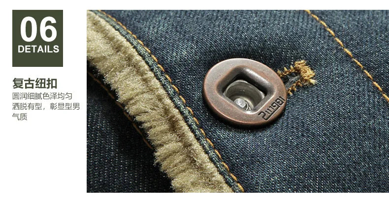 7XL-M Men's Denim Jacket Winter Men's Wool Thick Thermal Jacket Denim Coat Multi Pocket Denim Clothing Men's Outdoor Jackets