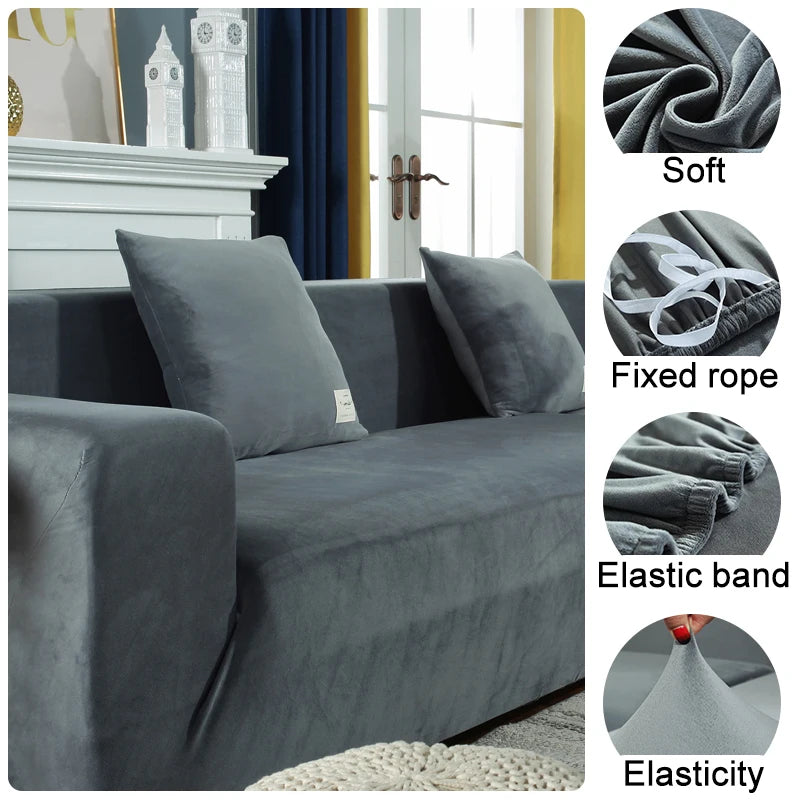 New Velvet Fabric Sofa Covers For Living Room Stretch Soft Sofa Cover High Quality 1/2/3/4 Seats Modern Armchair Covers For Home