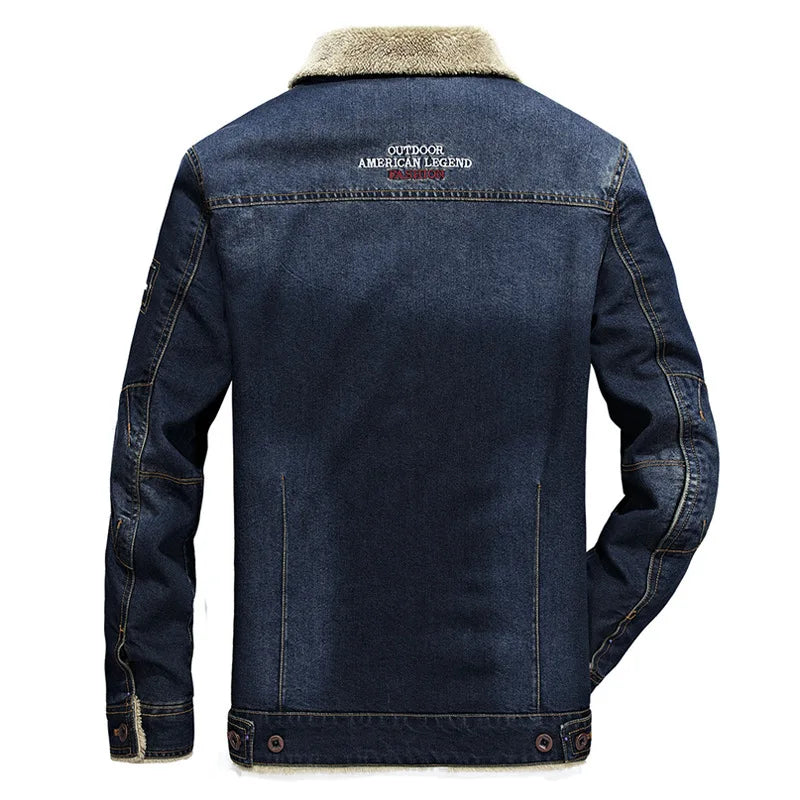 7XL-M Men's Denim Jacket Winter Men's Wool Thick Thermal Jacket Denim Coat Multi Pocket Denim Clothing Men's Outdoor Jackets