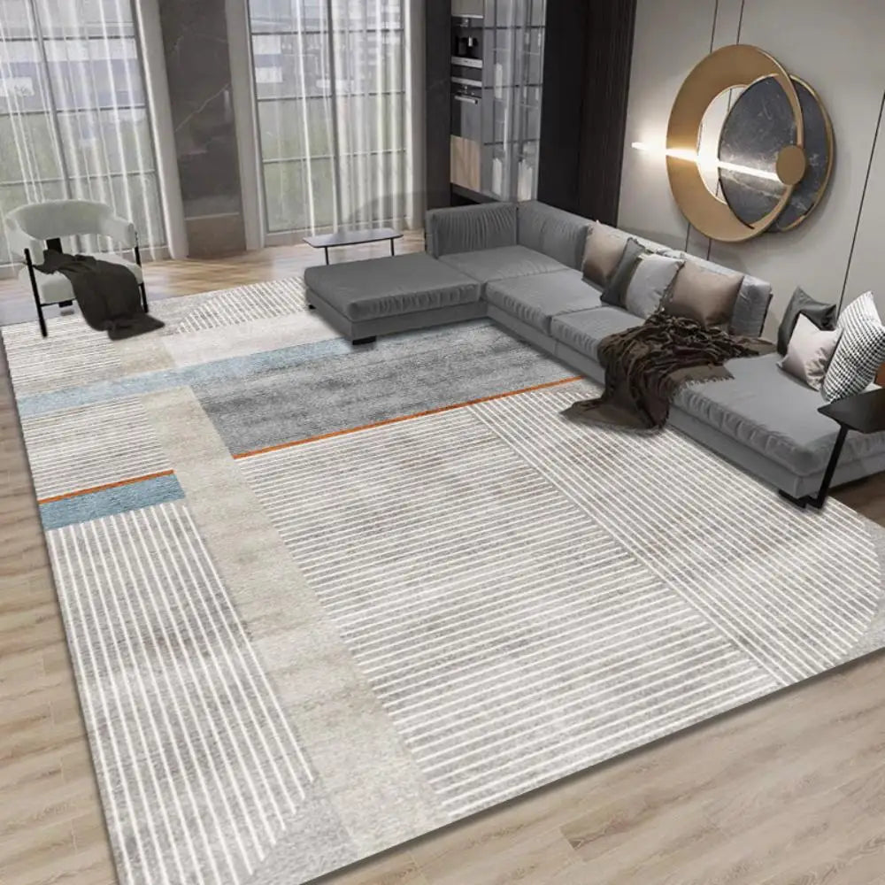 VIKAMA Geometric Line Carpet Living Room Sofa Coffee Table Mat Bedroom Full Of Bed Edge Blanket Home Crystal Velvet Mat