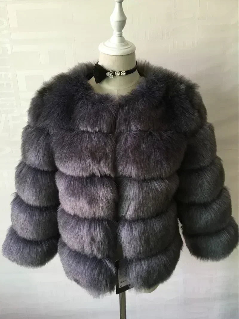 Women's Fashion faux fur coat super hot Autumn Winter women short Faux fox fur fluffy jacket high quality 7xl Ladies furry coats