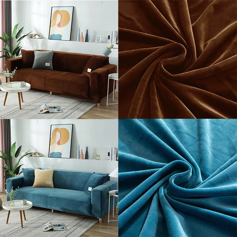 New Velvet Fabric Sofa Covers For Living Room Stretch Soft Sofa Cover High Quality 1/2/3/4 Seats Modern Armchair Covers For Home