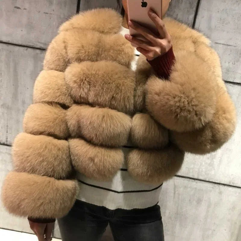 Women's Fashion faux fur coat super hot Autumn Winter women short Faux fox fur fluffy jacket high quality 7xl Ladies furry coats