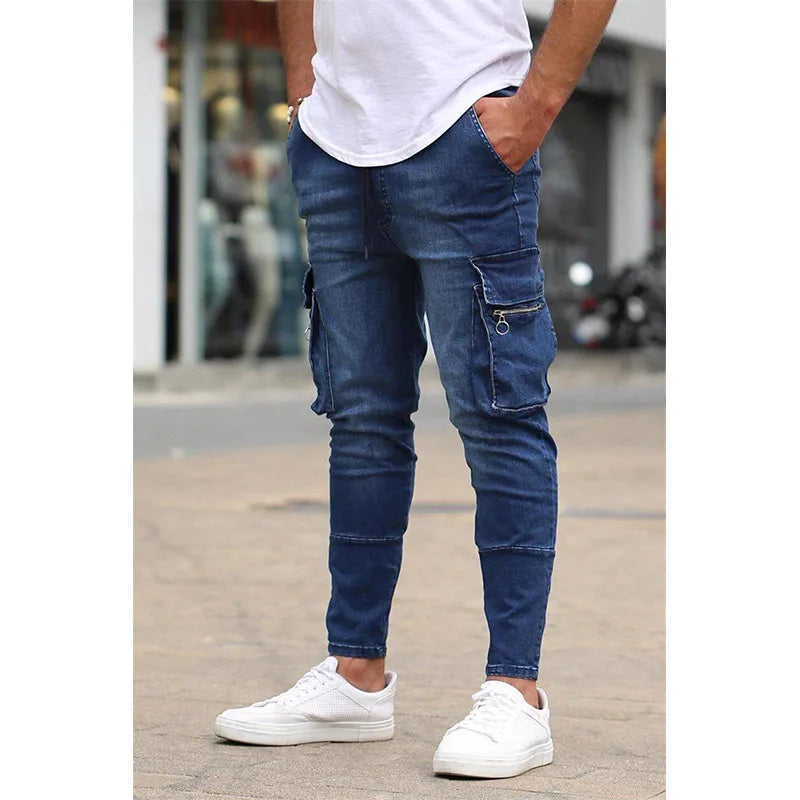 Fashion New Men's Jeans Long Pants 2023 Multi-Pocket Straight Leg Spring And Autumn Daily Casual Sports Clothing Street Jeans