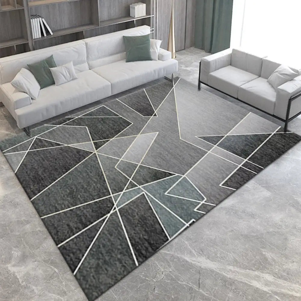 VIKAMA Geometric Line Carpet Living Room Sofa Coffee Table Mat Bedroom Full Of Bed Edge Blanket Home Crystal Velvet Mat