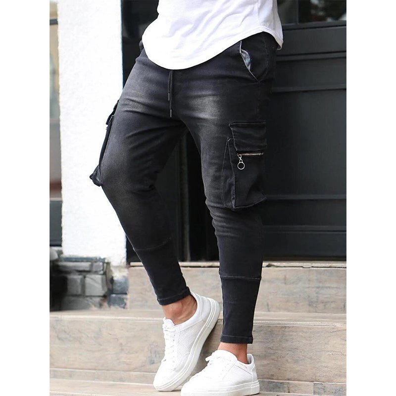 Fashion New Men's Jeans Long Pants 2023 Multi-Pocket Straight Leg Spring And Autumn Daily Casual Sports Clothing Street Jeans