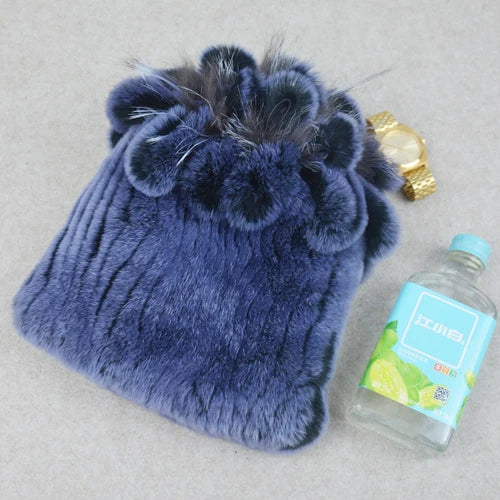 Fashion Lady Thick Rex Rabbit Fur Hat Winter Knitted 100% Natural Fur Hats Scarves Sets Women Warm Real Rex Rabbit Fur Scarves