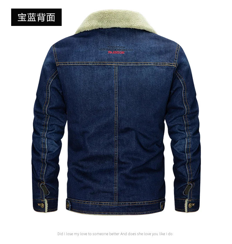 7XL-M Men's Denim Jacket Winter Men's Wool Thick Thermal Jacket Denim Coat Multi Pocket Denim Clothing Men's Outdoor Jackets