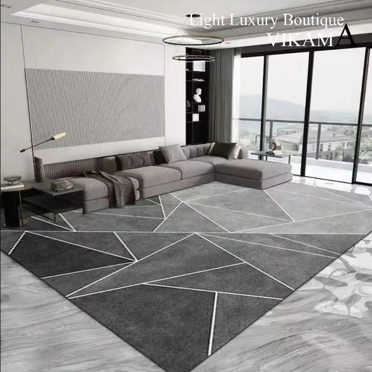 VIKAMA Geometric Line Carpet Living Room Sofa Coffee Table Mat Bedroom Full Of Bed Edge Blanket Home Crystal Velvet Mat