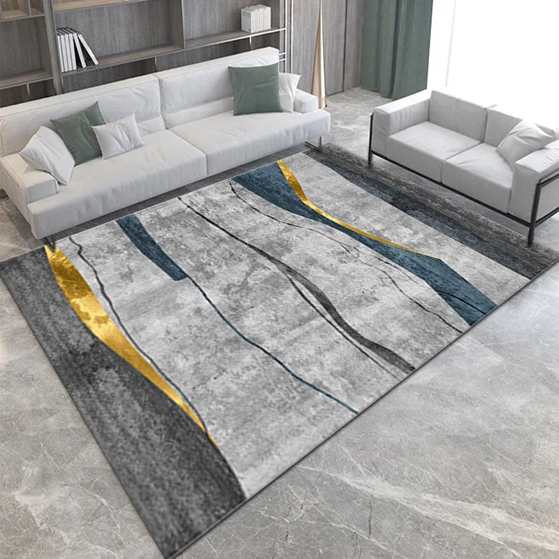 VIKAMA Geometric Line Carpet Living Room Sofa Coffee Table Mat Bedroom Full Of Bed Edge Blanket Home Crystal Velvet Mat