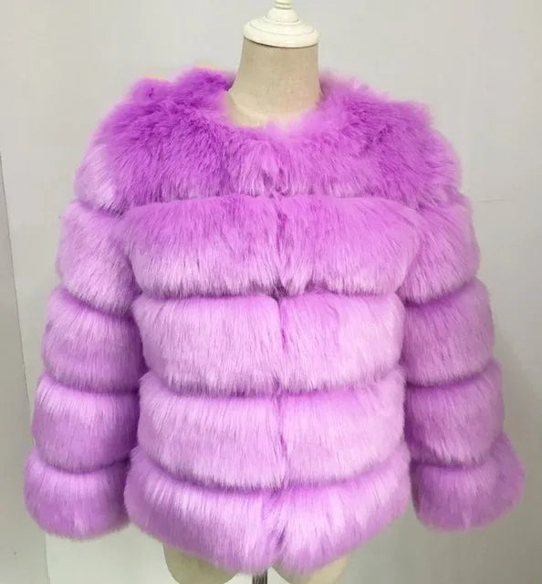 Women's Fashion faux fur coat super hot Autumn Winter women short Faux fox fur fluffy jacket high quality 7xl Ladies furry coats