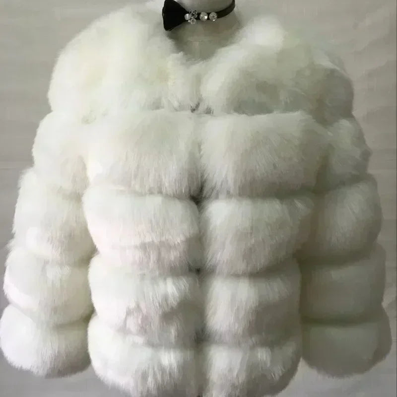 Women's Fashion faux fur coat super hot Autumn Winter women short Faux fox fur fluffy jacket high quality 7xl Ladies furry coats