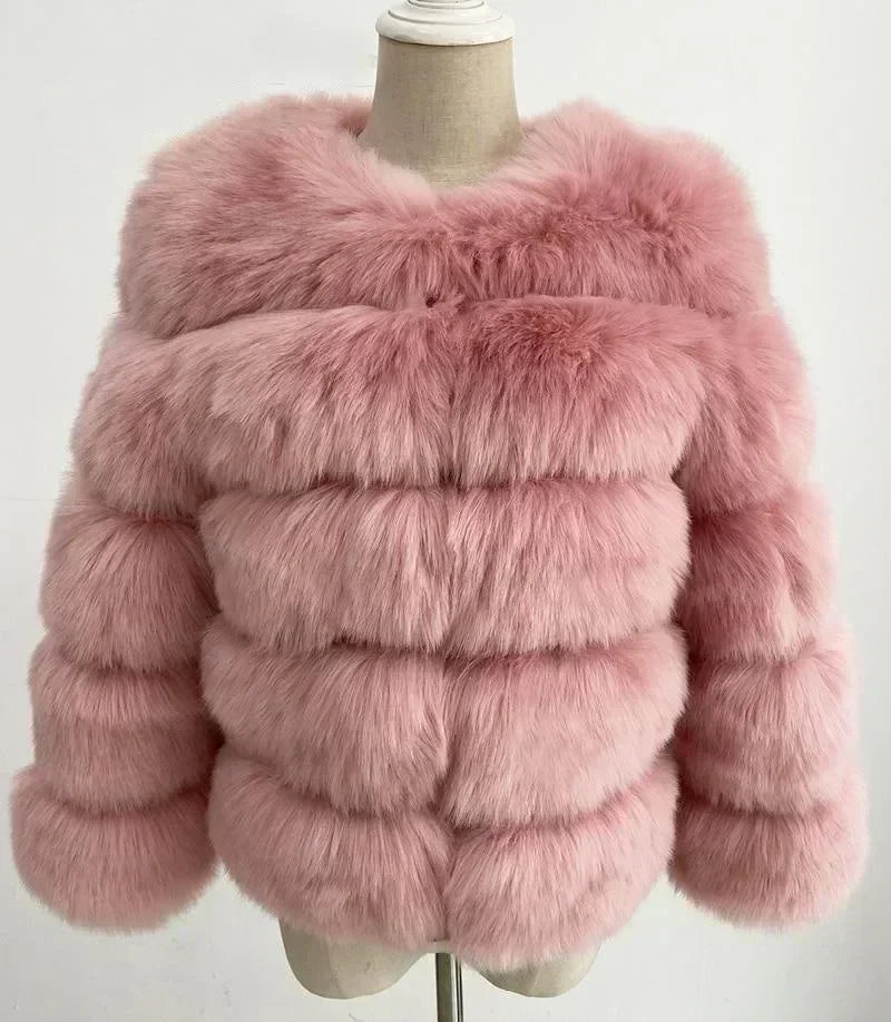 Women's Fashion faux fur coat super hot Autumn Winter women short Faux fox fur fluffy jacket high quality 7xl Ladies furry coats