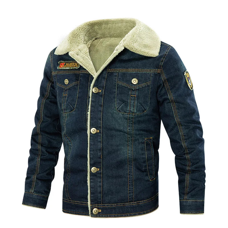 7XL-M Men's Denim Jacket Winter Men's Wool Thick Thermal Jacket Denim Coat Multi Pocket Denim Clothing Men's Outdoor Jackets