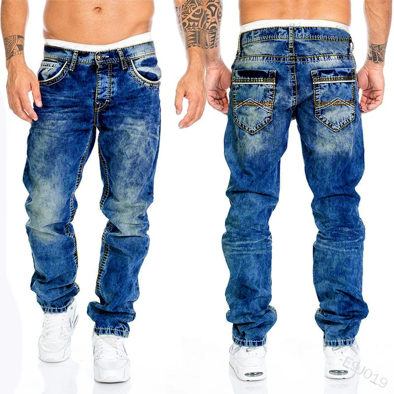 Fashion New Men's Jeans Long Pants 2023 Multi-Pocket Straight Leg Spring And Autumn Daily Casual Sports Clothing Street Jeans