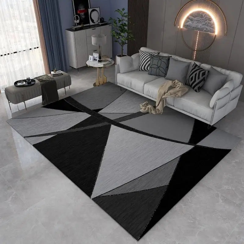 VIKAMA Geometric Line Carpet Living Room Sofa Coffee Table Mat Bedroom Full Of Bed Edge Blanket Home Crystal Velvet Mat