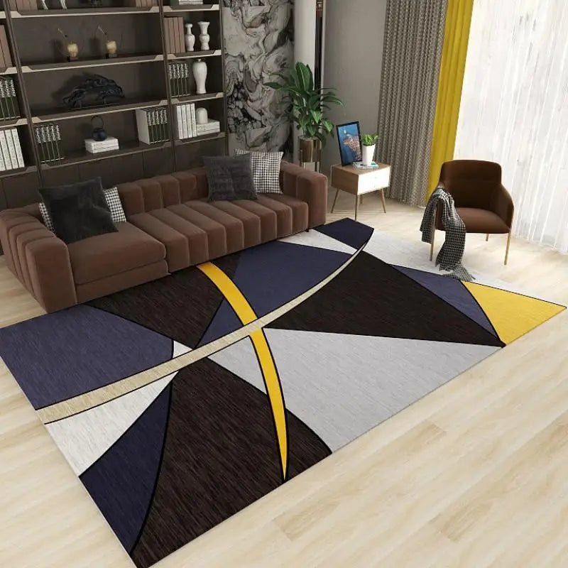 VIKAMA Geometric Line Carpet Living Room Sofa Coffee Table Mat Bedroom Full Of Bed Edge Blanket Home Crystal Velvet Mat