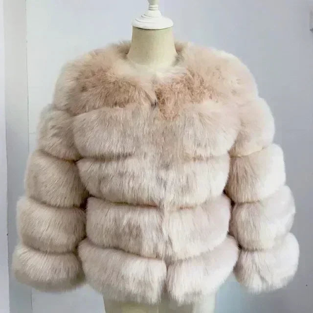 Women's Fashion faux fur coat super hot Autumn Winter women short Faux fox fur fluffy jacket high quality 7xl Ladies furry coats