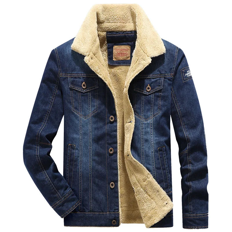 7XL-M Men's Denim Jacket Winter Men's Wool Thick Thermal Jacket Denim Coat Multi Pocket Denim Clothing Men's Outdoor Jackets