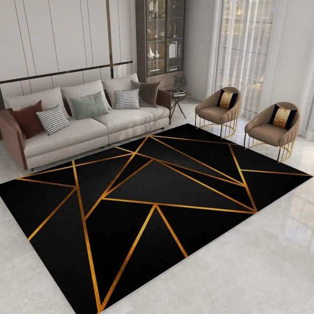 VIKAMA Geometric Line Carpet Living Room Sofa Coffee Table Mat Bedroom Full Of Bed Edge Blanket Home Crystal Velvet Mat