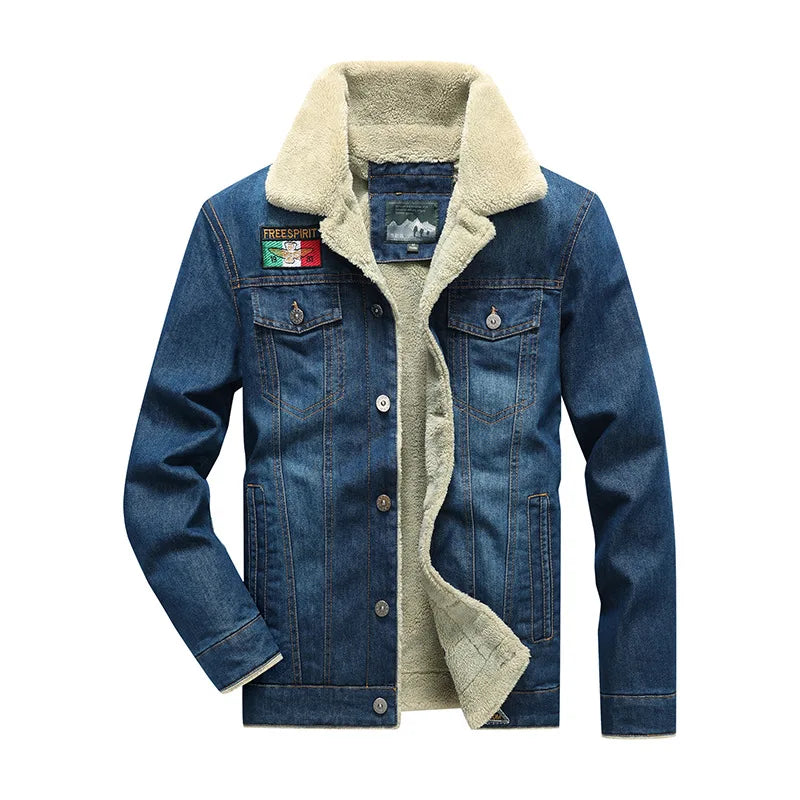 7XL-M Men's Denim Jacket Winter Men's Wool Thick Thermal Jacket Denim Coat Multi Pocket Denim Clothing Men's Outdoor Jackets