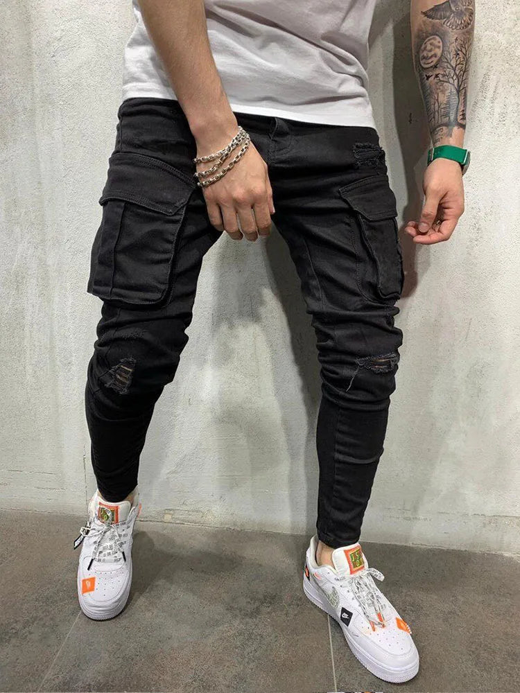 Fashion New Men's Jeans Long Pants 2023 Multi-Pocket Straight Leg Spring And Autumn Daily Casual Sports Clothing Street Jeans