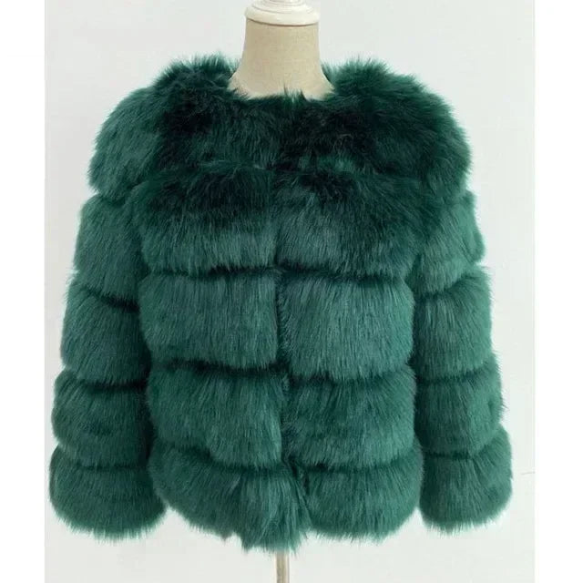 Women's Fashion faux fur coat super hot Autumn Winter women short Faux fox fur fluffy jacket high quality 7xl Ladies furry coats