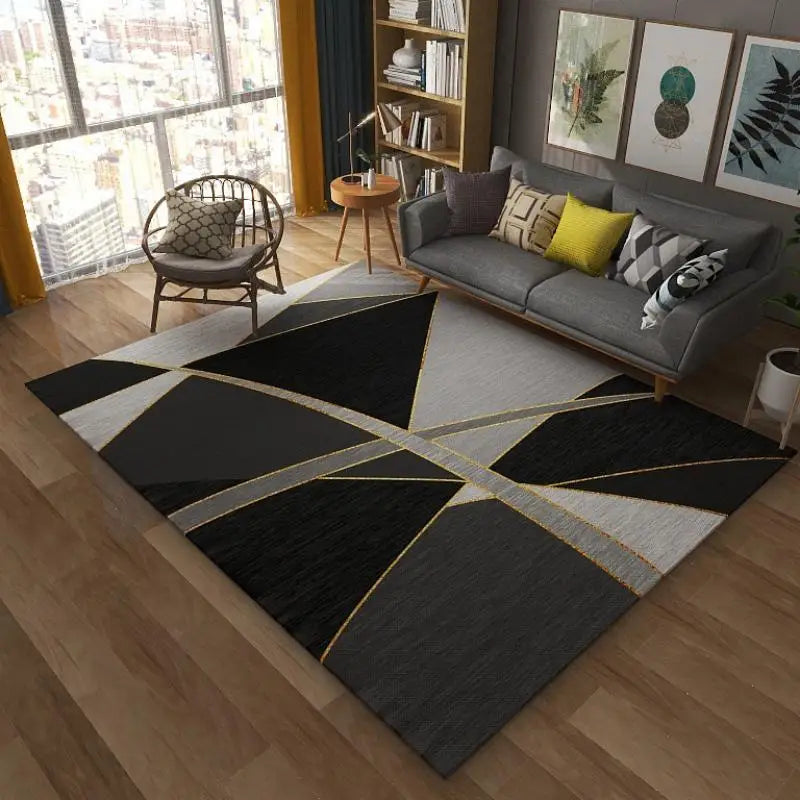 VIKAMA Geometric Line Carpet Living Room Sofa Coffee Table Mat Bedroom Full Of Bed Edge Blanket Home Crystal Velvet Mat