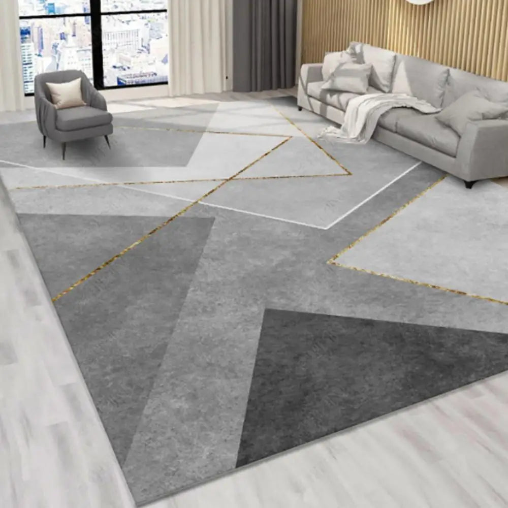 VIKAMA Geometric Line Carpet Living Room Sofa Coffee Table Mat Bedroom Full Of Bed Edge Blanket Home Crystal Velvet Mat