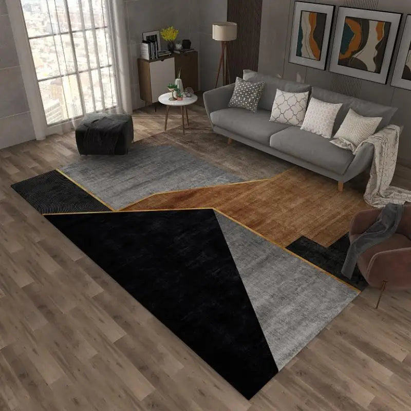 VIKAMA Geometric Line Carpet Living Room Sofa Coffee Table Mat Bedroom Full Of Bed Edge Blanket Home Crystal Velvet Mat