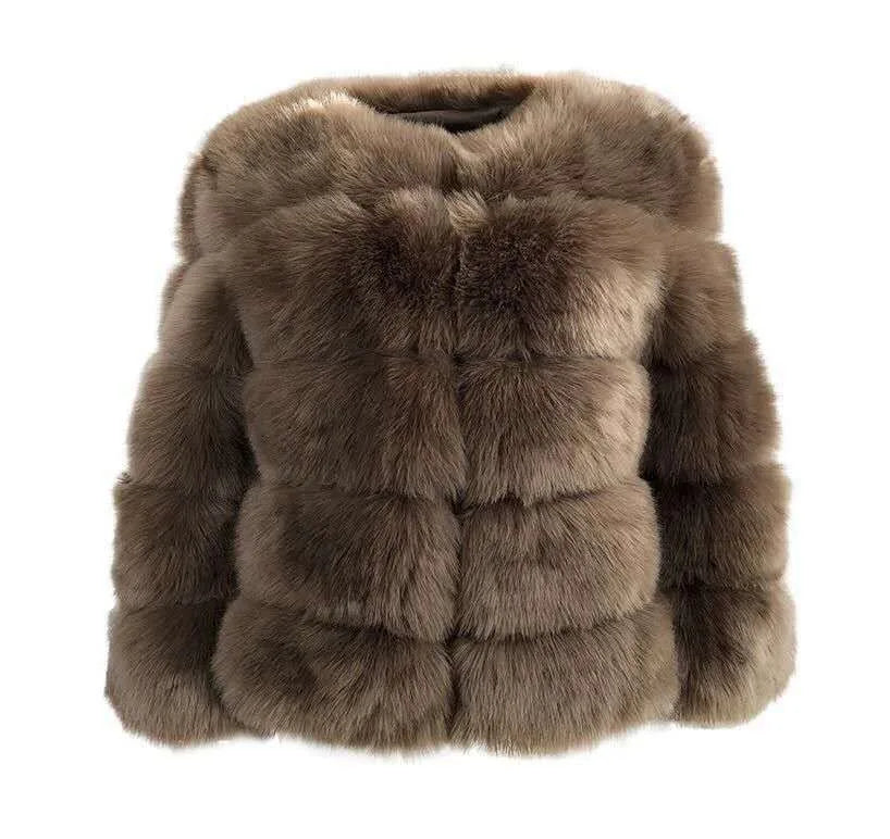 Women's Fashion faux fur coat super hot Autumn Winter women short Faux fox fur fluffy jacket high quality 7xl Ladies furry coats