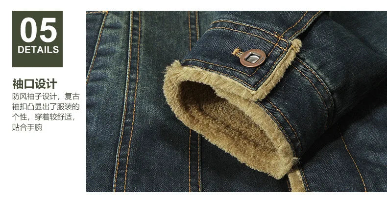 7XL-M Men's Denim Jacket Winter Men's Wool Thick Thermal Jacket Denim Coat Multi Pocket Denim Clothing Men's Outdoor Jackets