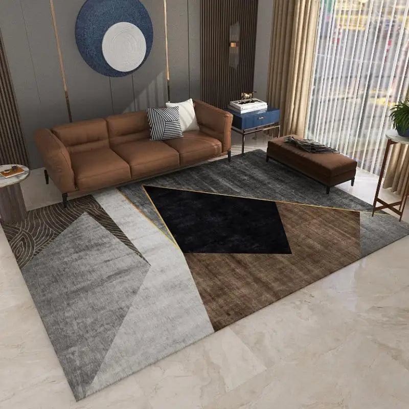 VIKAMA Geometric Line Carpet Living Room Sofa Coffee Table Mat Bedroom Full Of Bed Edge Blanket Home Crystal Velvet Mat