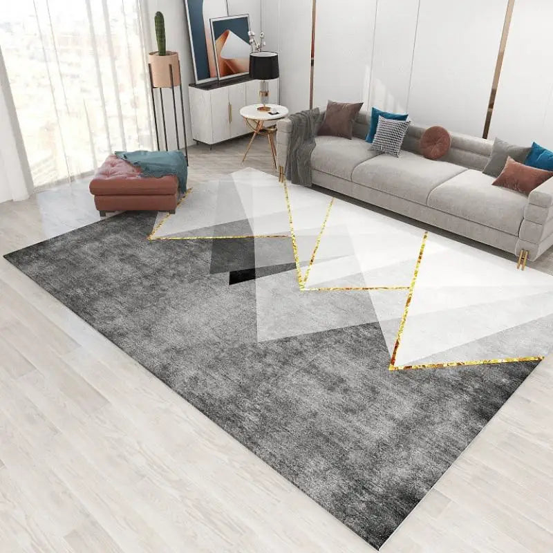 VIKAMA Geometric Line Carpet Living Room Sofa Coffee Table Mat Bedroom Full Of Bed Edge Blanket Home Crystal Velvet Mat